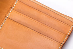 Handmade vintage black brown minimalist slim leather ID card billfold wallet for men