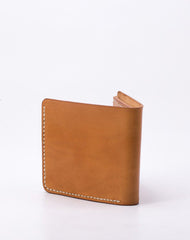 Handmade vintage black brown minimalist slim leather ID card billfold wallet for men