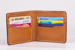 Handmade vintage coffee brown minimalist slim leather billfold wallet for men him - EverHandmade