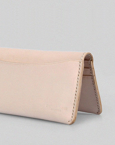 Handmade vintage modern beige minimalist leather phone clutch long wallet for women