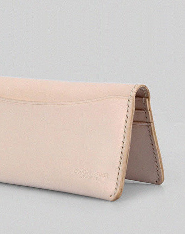 Handmade vintage modern beige minimalist leather phone clutch long wallet for women - EverHandmade