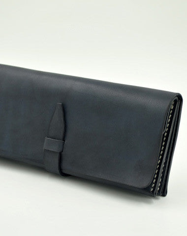 Handmade vintage black minimalist leather phone clutch long wallet for women men