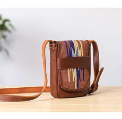 Embroidered Leather Mens Womens Mini Shoulder Bag Side Bag Messenger Bag for Men