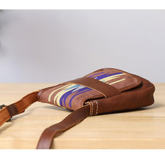 Embroidered Leather Mens Womens Mini Shoulder Bag Side Bag Messenger Bag for Men