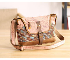 Country Style Canvas Leather 14'' Womens Small Side Bag Shoulder Bag Messenger Bag for Men