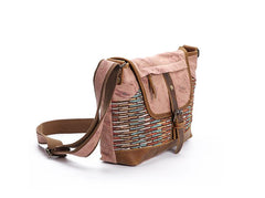 Country Style Canvas Leather 14'' Womens Small Side Bag Shoulder Bag Messenger Bag for Men
