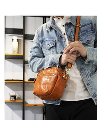 FASHION BROWN LEATHER MEN'S Small Side Bags MESSENGER BAG BLACK Black Courier Bag FOR MEN
