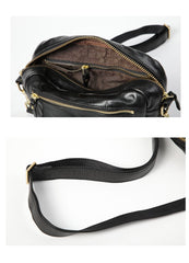FASHION BROWN LEATHER MEN'S Small Side Bags MESSENGER BAG BLACK Black Courier Bag FOR MEN