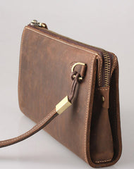 Handmade clutch long wallet leather men phone clutch vintage wallet for men