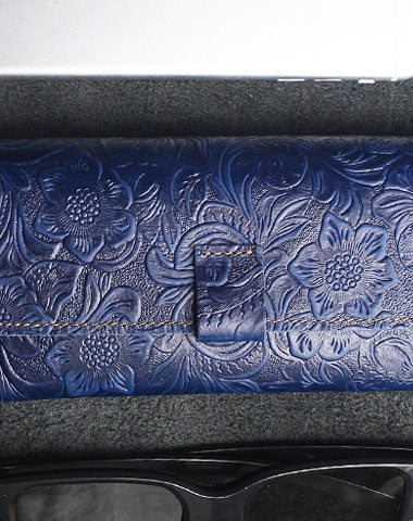 Handmade glasses leather box holder flowral leather billfold wallet for men women - EverHandmade