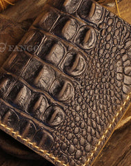 Handmade billfold leather wallet crocodile style leather billfold wallet for men women - EverHandmade
