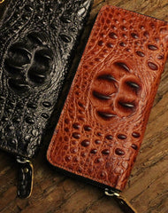 Long leather wallet crocodile zipper leather clutch wallets for men - EverHandmade