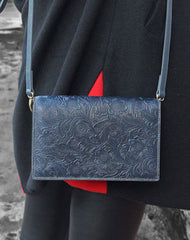 Handmade Crossbody Bag Leather Shoulder Bag Handbag Clutch Purse Floral Leather Gift For Women - EverHandmade