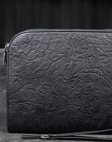 Handmade Genuine Leather Large Clutch Leather Men Phone Pad Zip Clutch Vintage Wallet For Men - EverHandmade