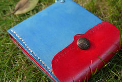 Handmade Hit color vintage leather billfold ID card photo holder bifold wallet for women girl