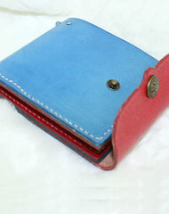 Handmade Hit color vintage leather billfold ID card photo holder bifold wallet for women girl - EverHandmade