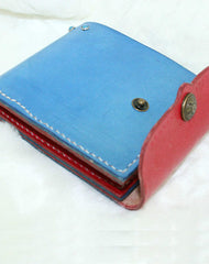 Handmade Hit color vintage leather billfold ID card photo holder bifold wallet for women girl