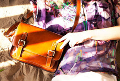 Handmade vintage leather Satchel Bags crossbody bag Shoulder Bag for girl women - EverHandmade