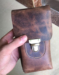 Handmade Leather Mens Cell Phone Holster Waist Bag Hip Pack Belt Bag for Men