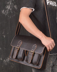 Men Leather Messenger Bag Cool Vintage Crossbody Bag Shoulder Bag for men
