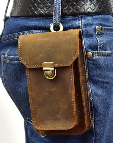 MEN LEATHER Belt Pouch WAIST BAG HIP PACK BELT BAG Cell Phone Holster