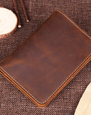 Handmade Genuine Leather Slim Wallet Bifold Long Wallet Passport Purse Bag For Mens