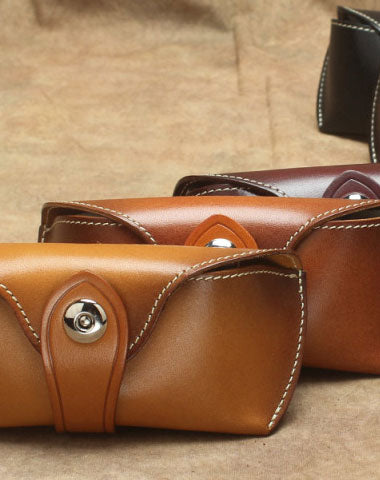Handmade Genuine Leather Glasses Case Box Wallet Bag For Mens