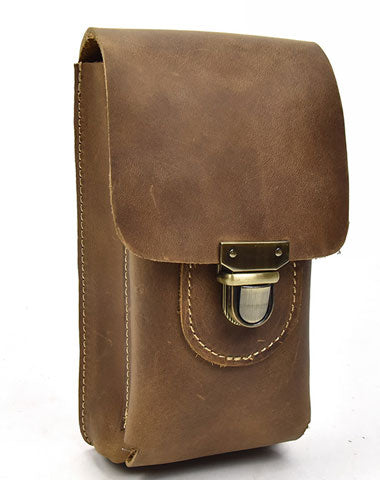 Handmade Leather Mens Cell Phone Holsters Waist Bags Hip Pack Belt Bag for Men