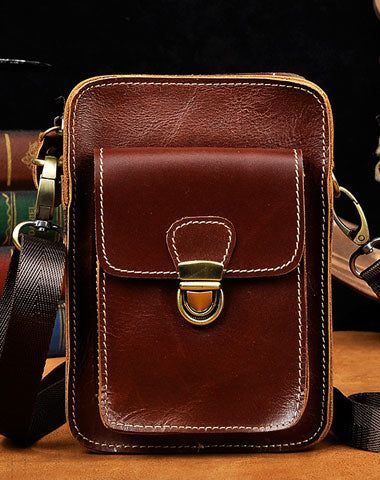 crossbody phone purses​ Leather Cell Phone Holster Belt Pouch Cell Phone Purse Crossbody Leather Belt Bag for Men