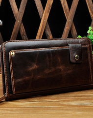 LEATHER MENS Clutch Vintage Coffee Wristlet Bag FOR MEN