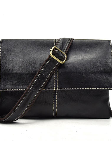 Leather Men Black Messenger Bag Shoulder Bag for Men