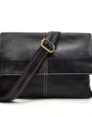 Leather Men Black Messenger Bag Shoulder Bag for Men