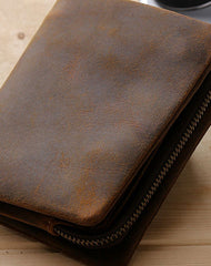Leather Small Mens Wallet Slim Vintage Bifold Wallet for Men