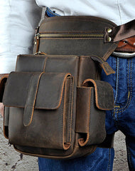 Handmade Genuine Leather Vintage Belt Bag HIP PACK FANNY PACK BUMBAG Waist Bag Shouder Bag For Mens