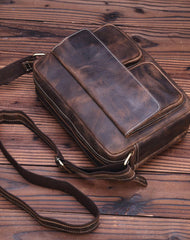Vintage Leather Messenger Bag Shoulder Bag CrossBody Bag For Men