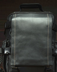 Genuine Leather Mens Cool Backpack Large Black Travel Bag Hiking Bag For Men