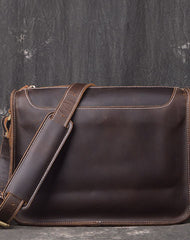 Leather Men Vintage Coffee Messenger Bag Shoulder Bag for Men