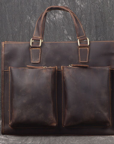 Men Leather Briefcase Bag Vintage Handbag Shoulder Bag For Men