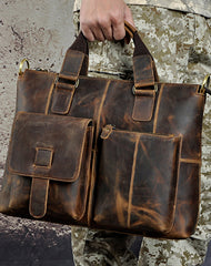 Genuine Vintage Coffee Leather Cool Messenger Bag Briefcase Bag Shoulder Bag For Men