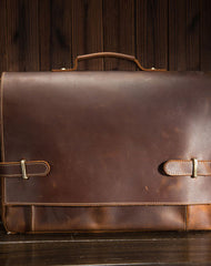 Vintage Mens Coffee Leather Briefcase Business Handbag Work Bag Side Bag for men