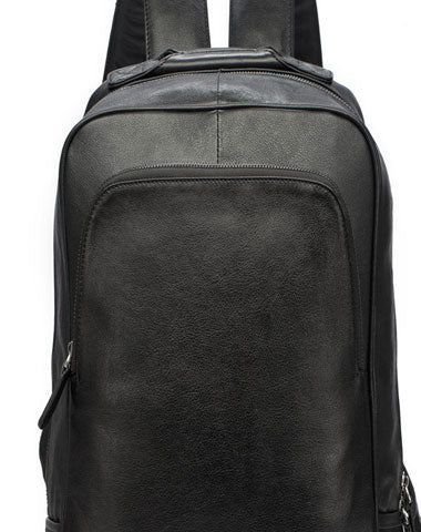 Genuine Leather Mens Cool Backpack Large Black Travel Bag Hiking Bag For Men