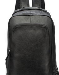 Genuine Leather Mens Cool Backpack Large Black Travel Bag Hiking Bag For Men