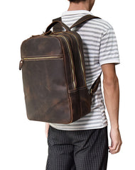 Cool Leather Mens Backpacks Vintage School Backpack Travel Backpack for Men