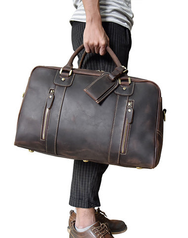 Vintage Leather Mens Weekender Bag Vintage Travel Bag Duffle Bag for Men