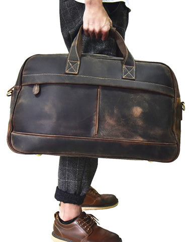Leather Vintage Mens Weekender Bag Travel Bag Duffle Bag for Men