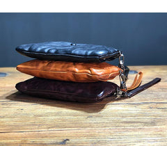 Fashion Black Leather Mens Long Wallet Brown Wristlet Wallet Phone Chain Wallet Clutch Men