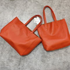 Fashion Genuine Orange Leather Tote Bag Rose Red Tote Purse Green Shoulder Tote Bag Handbag Tote For Women