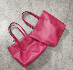 Fashion Genuine Orange Leather Tote Bag Rose Red Tote Purse Green Shoulder Tote Bag Handbag Tote For Women