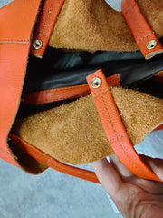 Fashion Genuine Orange Leather Tote Bag Rose Red Tote Purse Green Shoulder Tote Bag Handbag Tote For Women