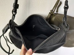 Fashion Women Black Leather Saddle Shoulder Bag Side Bag Green Saddle Crossbody Bag Purse For Women